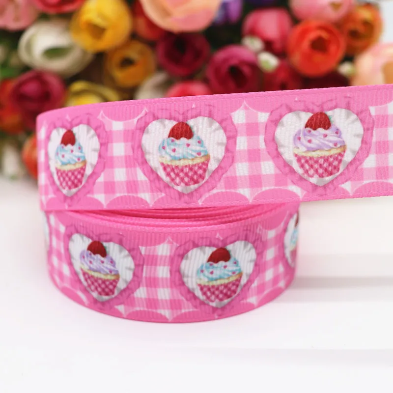 10 ярдов 1 дюйм 25 мм корсажные ленты с принтом торта для бантов волос материалы