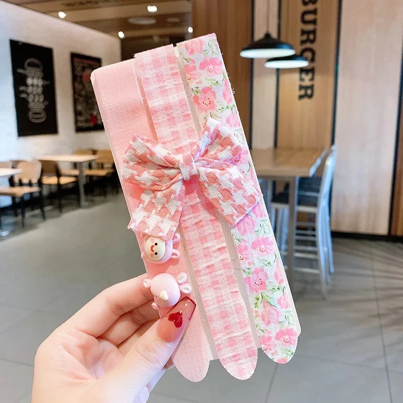 

3Pcs/Lot Korean Cute Cartoon Headbands Flower Bowknot Plaid Dots Hairbands Kids Bangs Stick Velcro Women Girls Hair Accessories