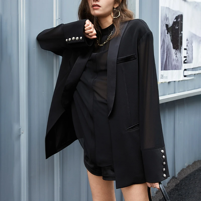 

Женский винтажный блейзер с отложным воротником, длинным рукавом, на пуговицах