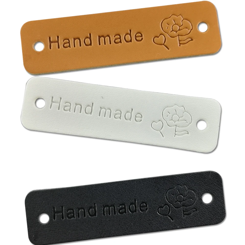 Опаловый Diy кожа сделанное вручную этикетки для одежды с логотипом цветка ручной