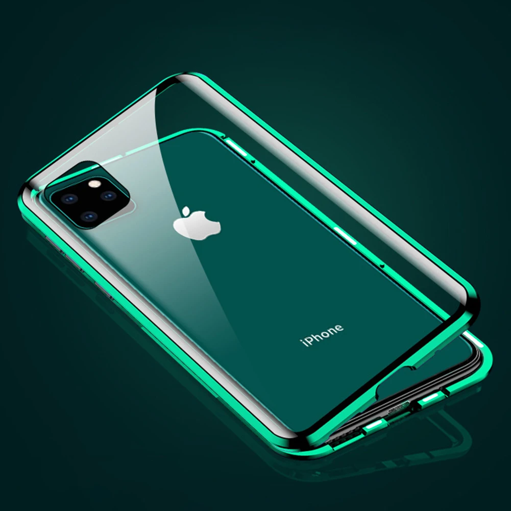 Магнитное закаленное стекло чехол для iPhone 11 Pro X XS MAX XR 8 7 металлический бампер Магнитный чехол для samsung Galaxy Note 10 S10 Plus