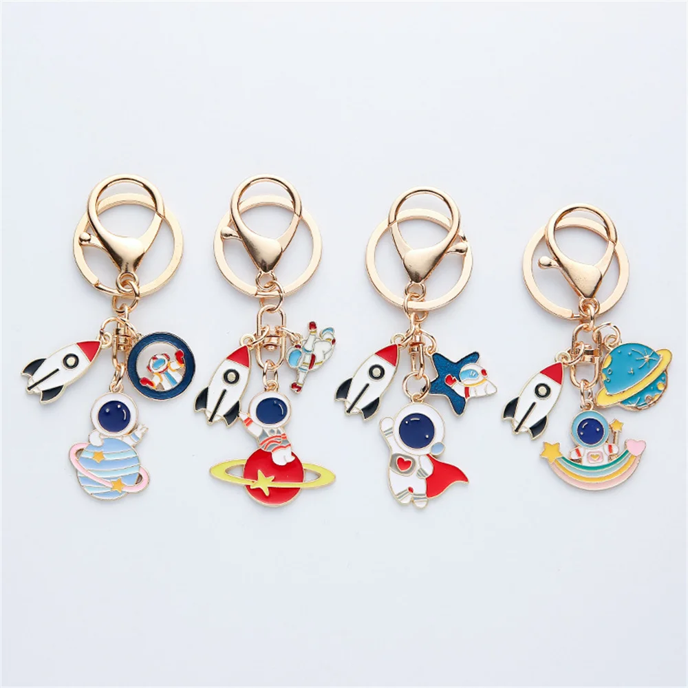 Astronaut Key Chains Space Travel Collection Keychain Planet Star Galaxy Keyring Women Men Car Bag Charm Key Ring Gift