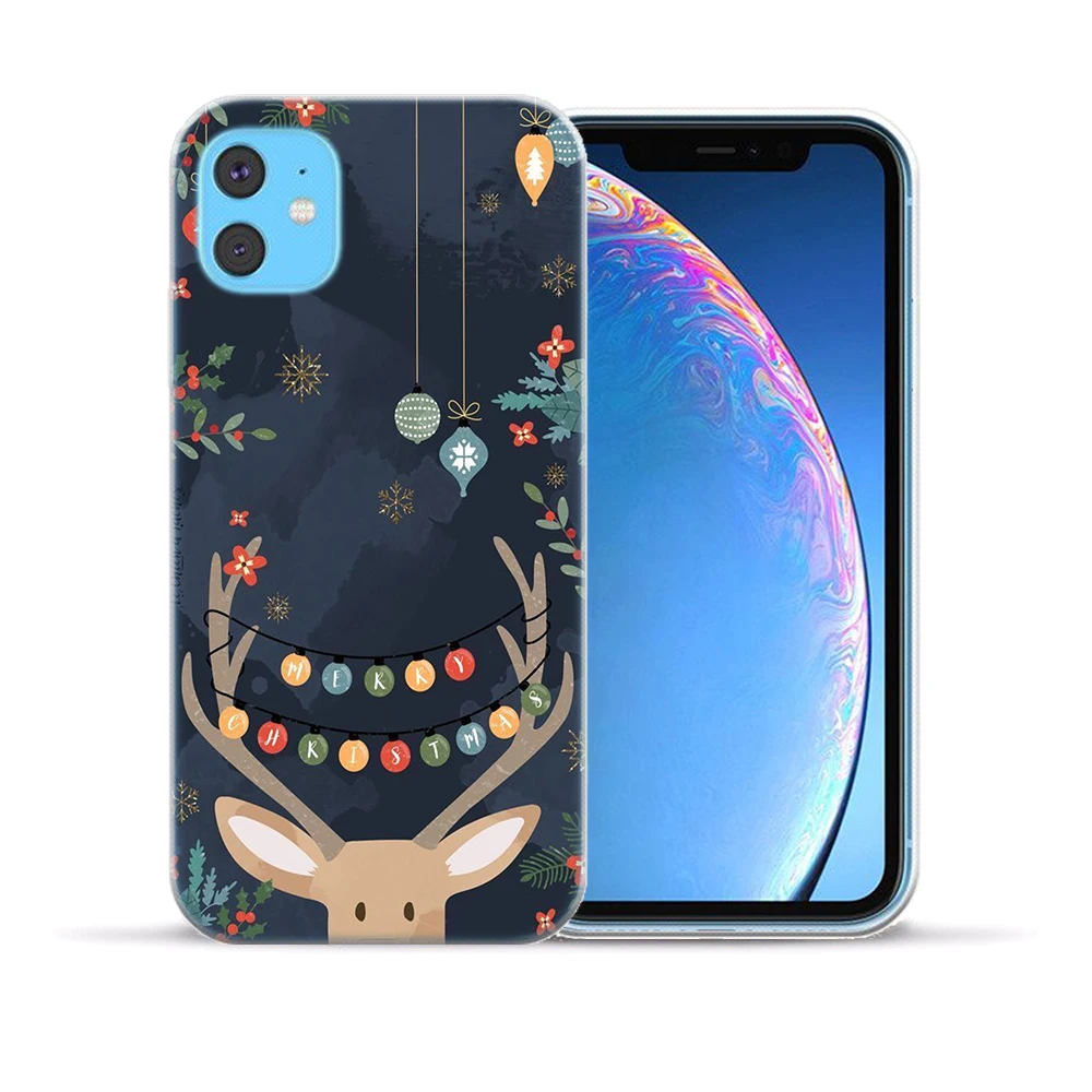Новогодний Мягкий чехол из ТПУ для iPhone 11 Pro Max X XS XR 7 8 6 6S Plus 5S SE силиконовый