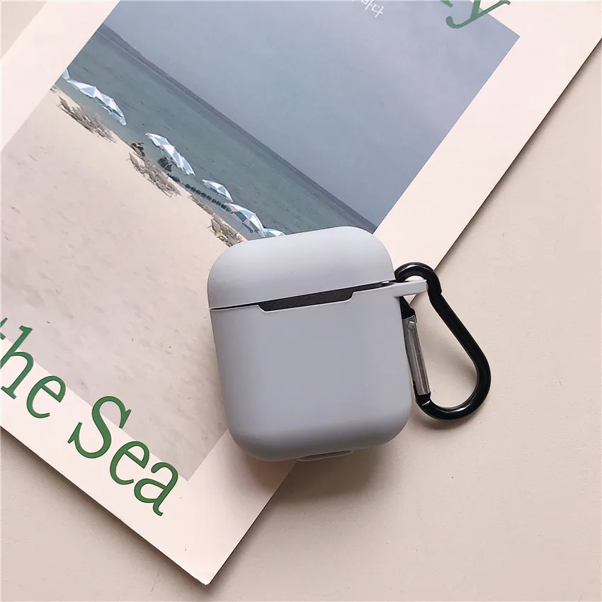 light grey Мини Мягкий силиконовый чехол для Apple Airpods, ударопрочный чехол для Apple, гарнитура для Airpods, чехлы ярких цветов, защитный чехол - Цвет: light grey