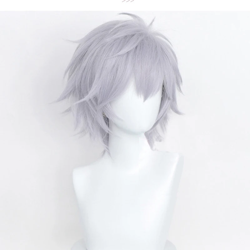 Парик для косплея Kaworu Nagisa из Аниме EVA термостойкие синтетические Короткие серые
