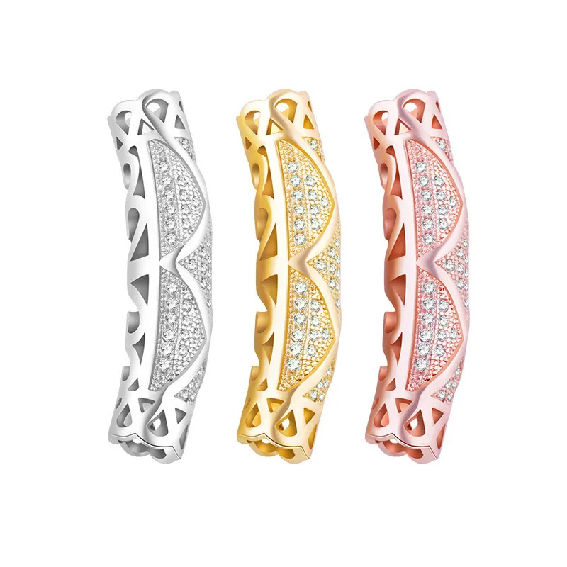 Модный новый медный микро-инкрустированный Цирконий полый CZ изогнутая трубка