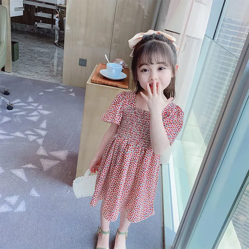 

Girls summer floral dress 2021 summer new Korean girl western style skirt children P4355