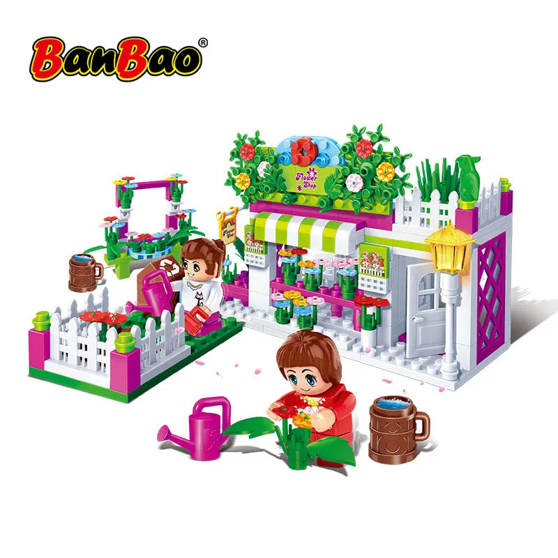 BanBao 6116 цветочный магазин очаровательная модель города обучающая строительные