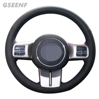 car steering wheel cover for jeep grand cherokee 2011 2013 compass wrangler black hand stitched genuine leather