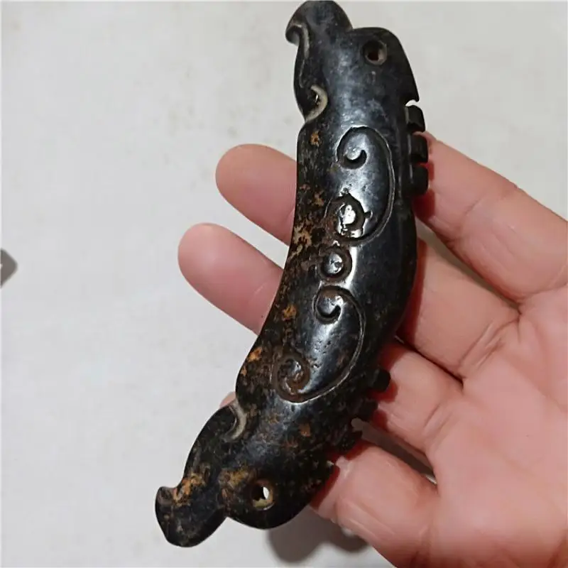 Талисман из тибетской культуры Хуншань натуральный метеорит резьба Ssangyong