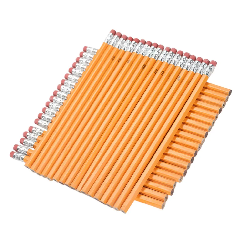 

40pcs Wooden Pencil Simple Practical Durable Eraser Pencil For Girl Boy (Yellow)