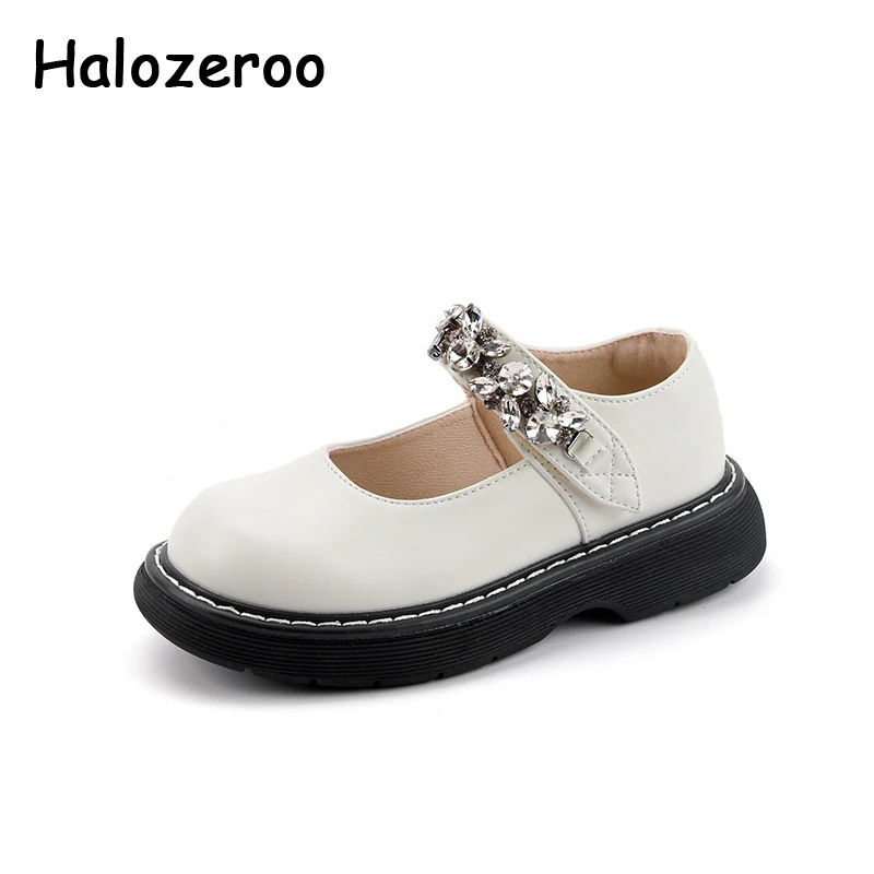 

Spring Kids Rhinestone Princess Shoes Baby Girls Brand Dress Shoes Children Pu Leather Shoes Fashion Black Flats Mary Jane New