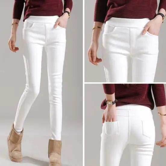 Женские утепленные брюки-карандаш хлопковые Капри с меховым замком размеры до 4xl