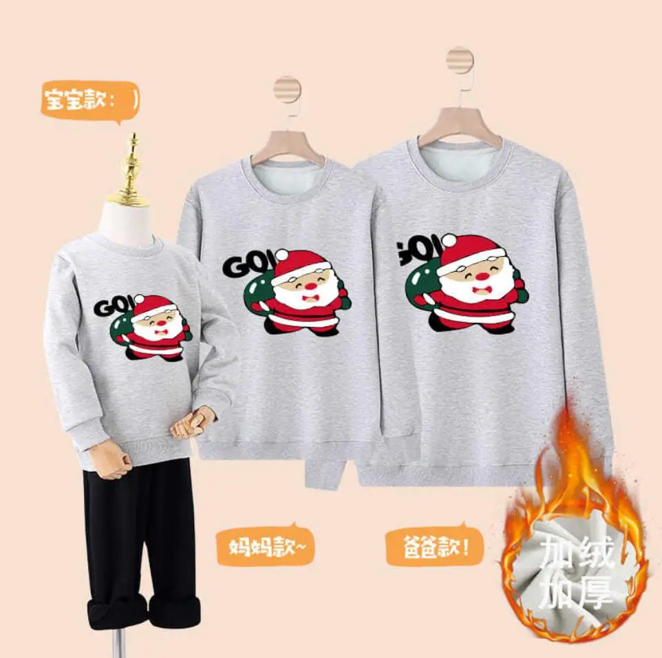 

Новый окрашенный утепленный спортивный комплект для всей семьи с Санта-Клаусом свитшот с длинным рукавом Детская толстовка свитер на вид с...