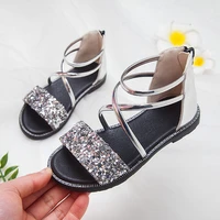 2020 princess leather sandals for girl summer sequins princess shoe childrens sandals kids little girl 3 4 5 6 7 8 9 10 11 year