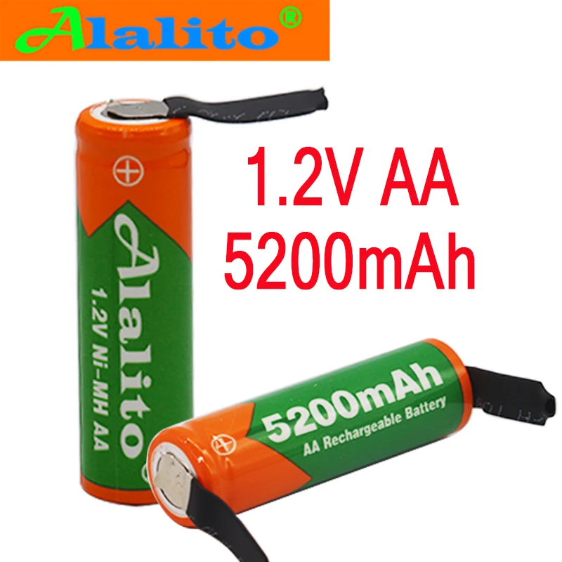 Ni mh 1 2 V AA перезаряжаемая батарея 5200mah nimh cell Green shell со сварочными вкладками для
