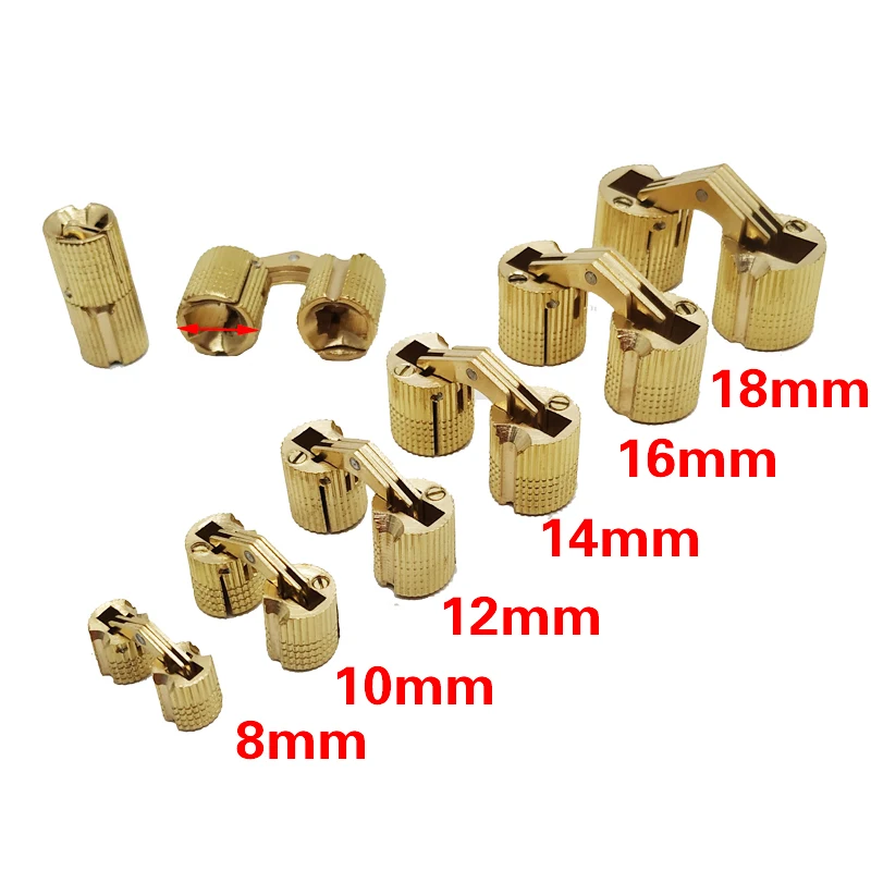 

1Pcs Copper Barrel Hinges Cylindrical Hidden Cabinet Invisible Brass 8mm 10mm 12mm 14mm 16mm 18mm Door Small Box Hinge