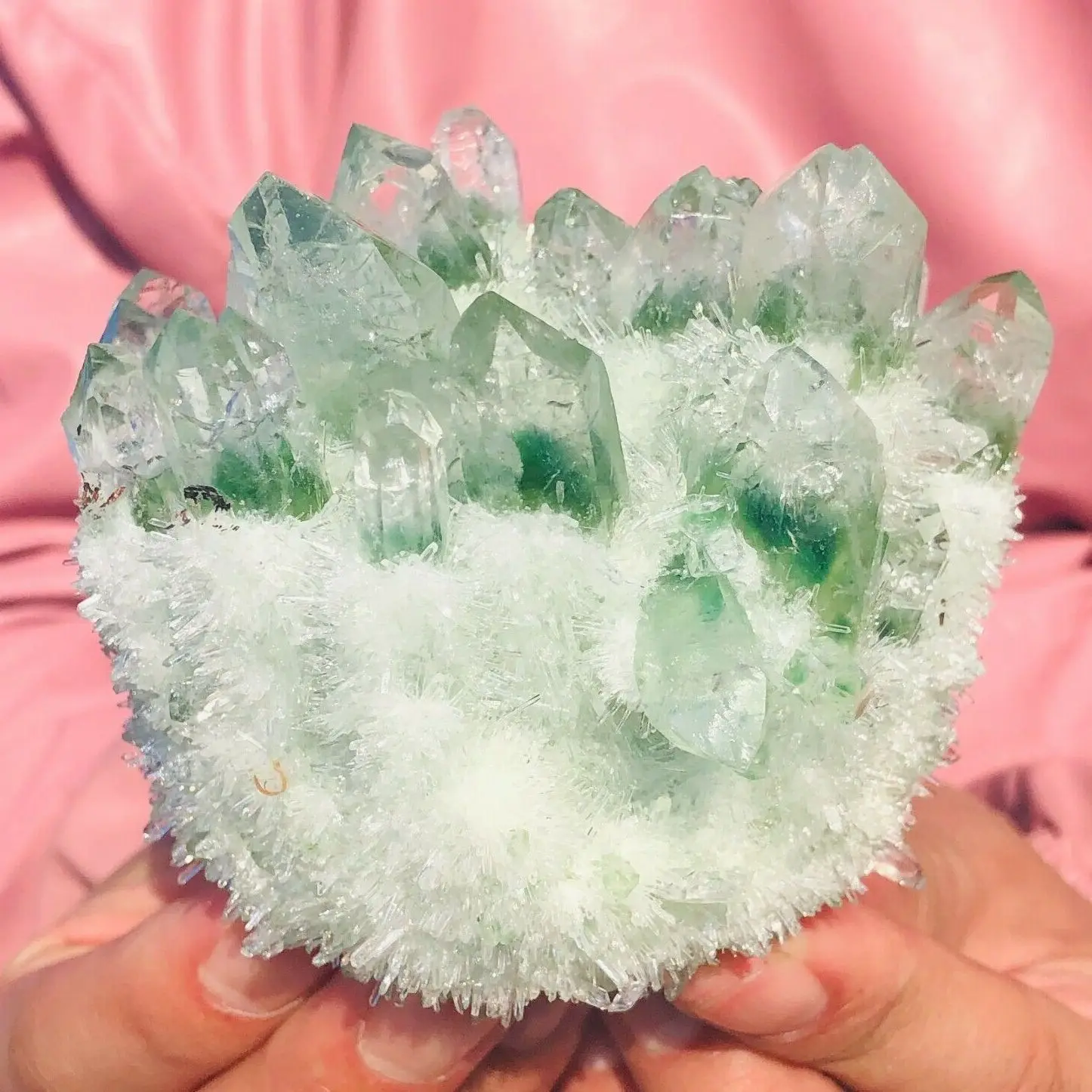 

500-600g natural green ghost quartz crystal cluster healing crystals raw gemstone specimen for home&office decoration fengshui