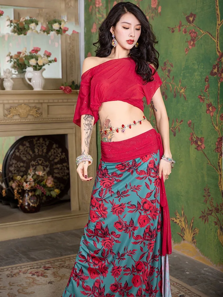 

Belly Dance Summer New Practice Clothes Women Sexy Top Hip Scarf Set Oriental Indian Dancing Performance Costume Garments