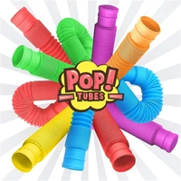 multicolor pop tubes sensory toy children adults stress relief toy color blocking squeeze compression interesting pop tubes toy