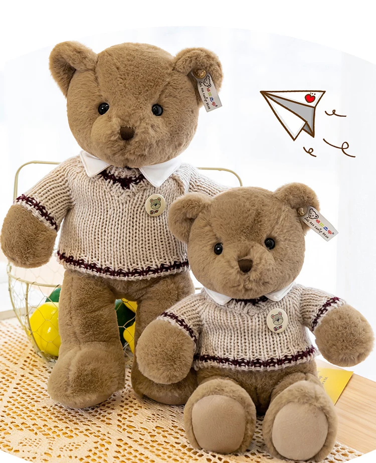 Милый новый плюшевый медведь плюшевые игрушки со свитером мягкие животные куклы