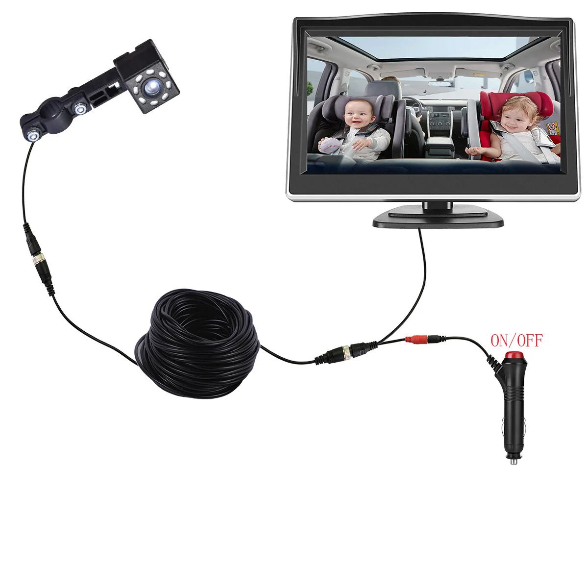 Goedkoop 4.3/5 Inch Desktop Baby Veiligheid Tft Auto Achteruitkijkspiegel Monitor 8 Led Verlichting Met Schroeven Up En Down Passen 60 Graden Auto Camera