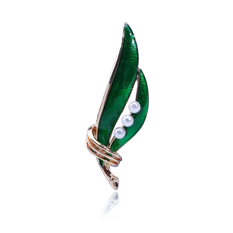 Творческий Новая брошь двойная зеленая в виде жемчужной капли масла Одежда