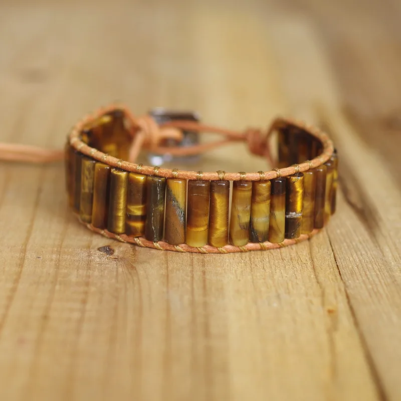 Ювелирные изделия ручной работы натуральный камень тигровый глаз бусины кожаный