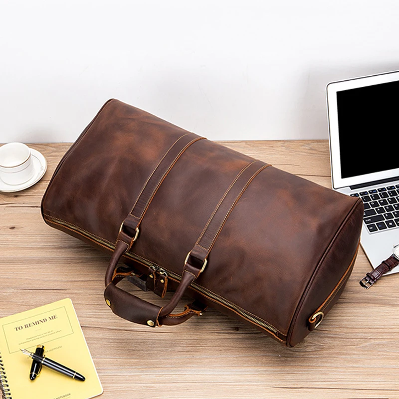 Дорожные спортивные сумки из натуральной кожи для мужчин мягкие натуральные