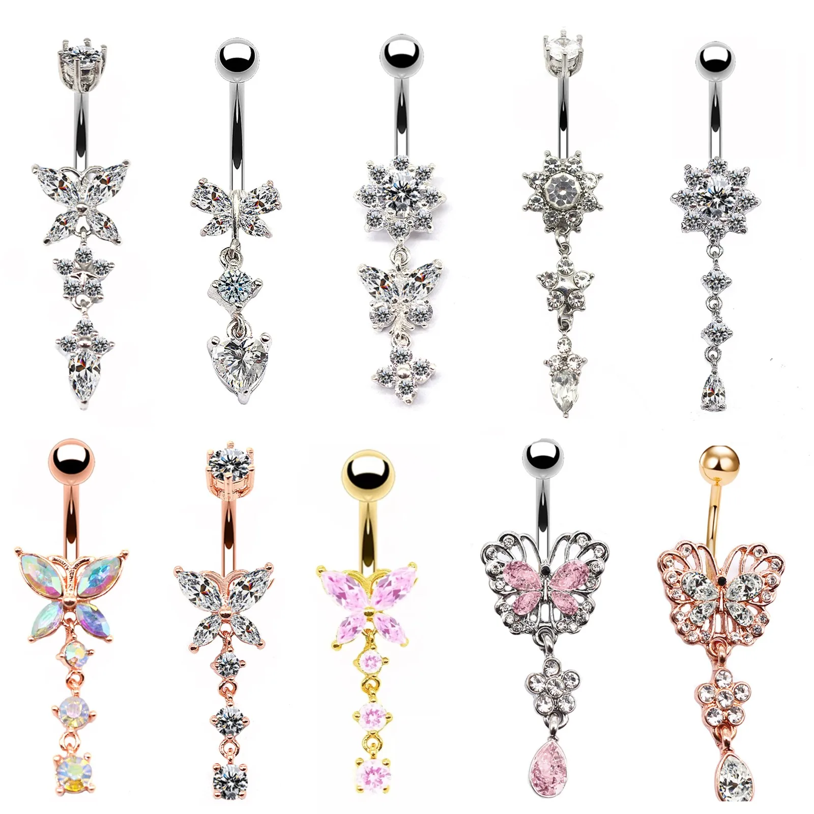 Пирсинг для тела ювелирные изделия в форме бабочки свисающее кольцо пупка женщин