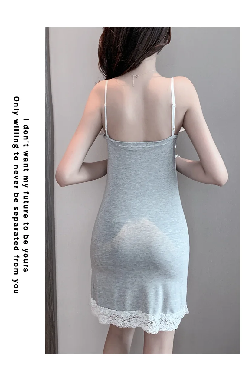 Summer New Sexy Nightdress Women's Sling Gown Modal Temperament Home Wear Nightwear Lace Backless Lady Sleepwear Sexy Nightgown