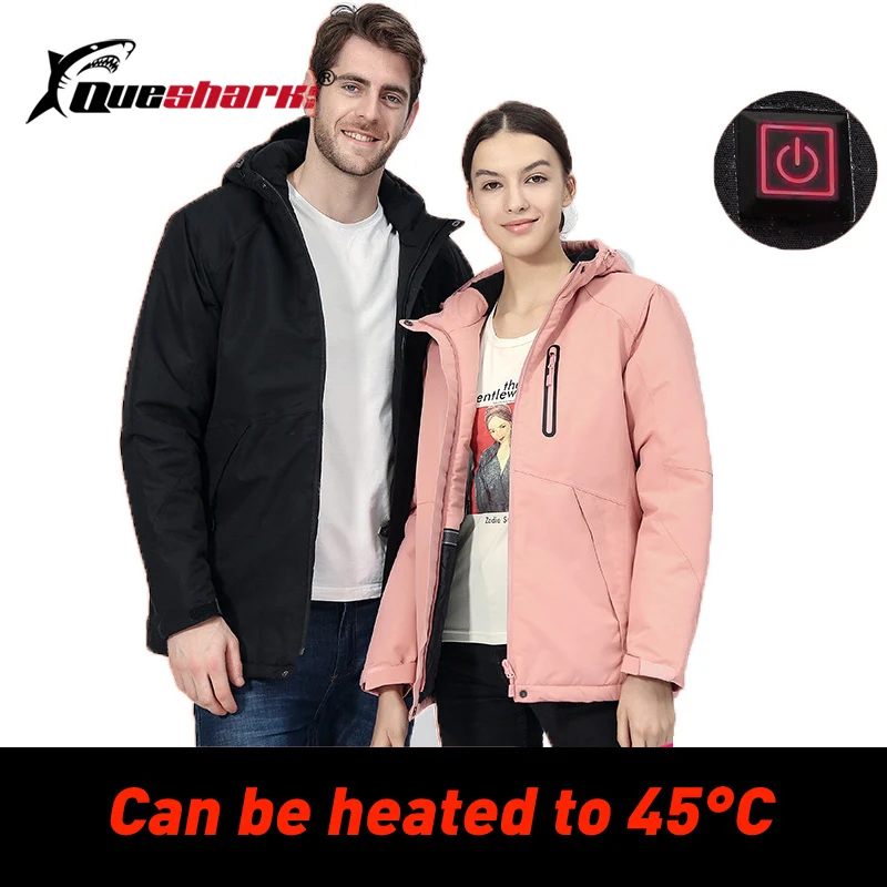 

USB Heated Ski Jacket Men Women Winter Warm Fleece Ski-wear Hiking Camping Waterproof Windproof Couple Snow Snowboard Coat