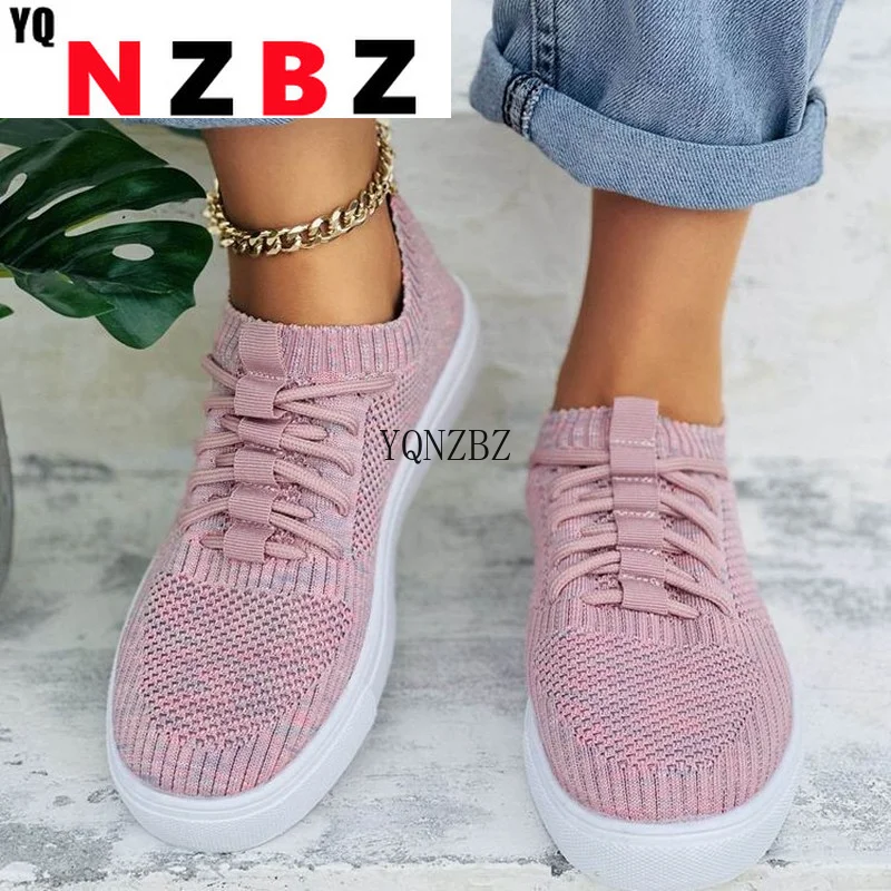 

Women White Breathable Mesh Platform Sneakers 2021 Knitting Summer Thick Sole Tennis Walking Shoes Chunky Tennis Casual Shoes