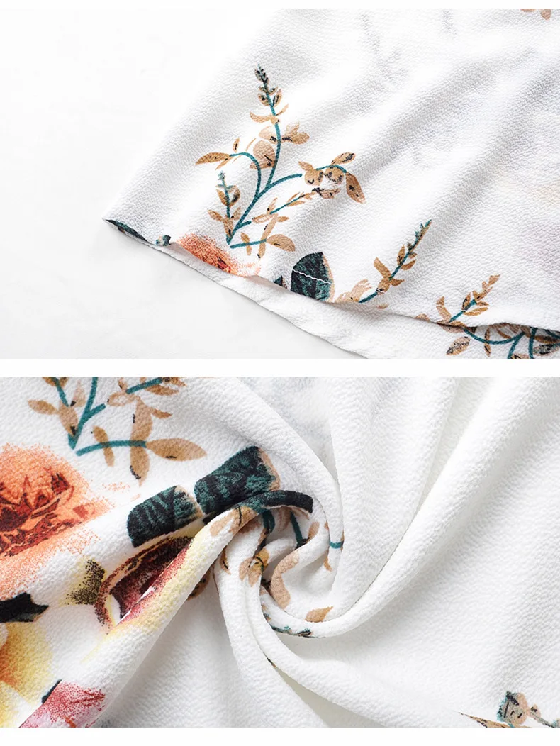 Шифоновые платья Летнее Длинное белое пляжное платье с цветочным принтом и V