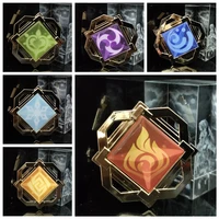 eye of god anime metal accessories game genshin impact cosplay element badge project fire water thunder rock grass ice keychain