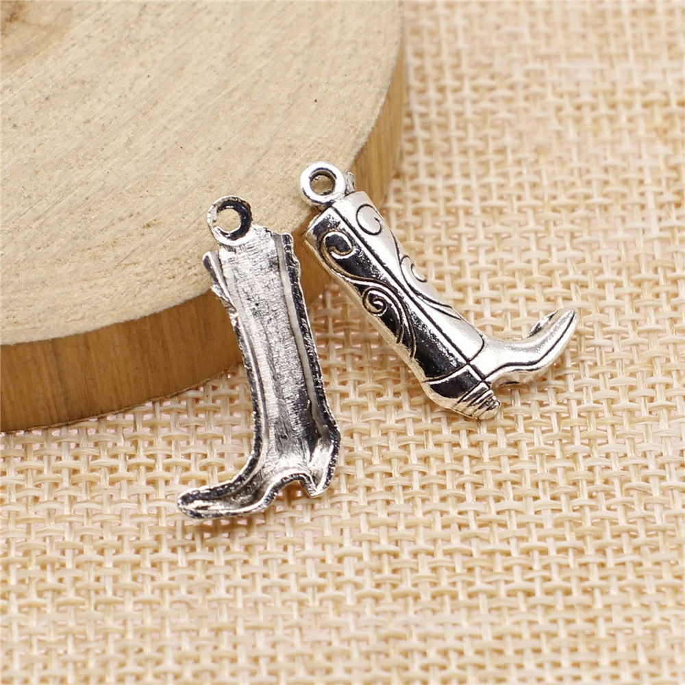 

free shipping 72pcs 23x13mm antique silver boots charms diy retro jewelry fit Earring keychain hair card pendant accessories