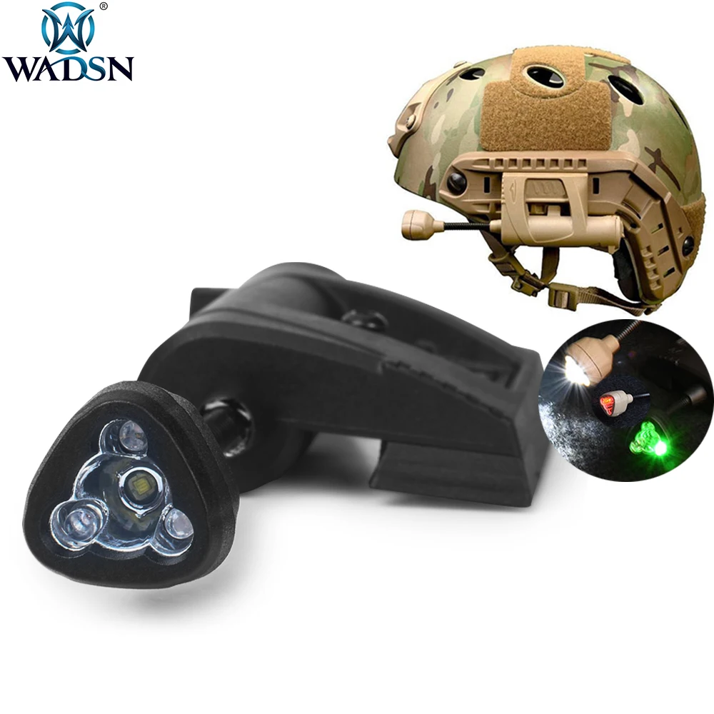 spesifikasi WADSN Airsoft Taktis Militer Lampu Helm Biaya Mpls 4-Mode IR Putih Hijau Merah LED Outdoor Helm Sinyal Kelangsungan Hidup Senter