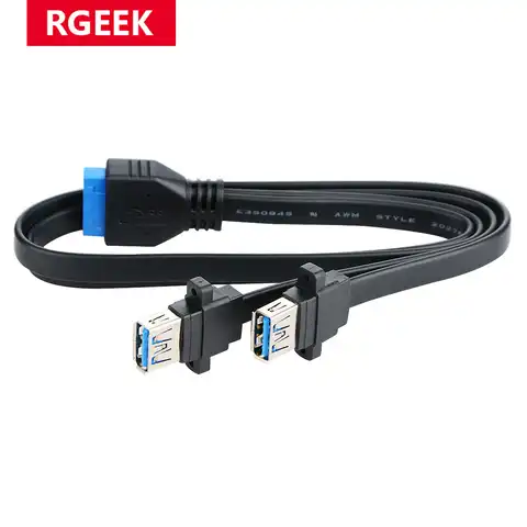 RGEEK двойной порт USB 3,0 гнездовой винтовой монтаж панели для материнской платы 20-контактный разъем плоский кабель Шнур