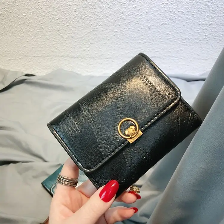 SW 2020 новый ретро короткий маленький PU кожаный женский кошелек Складной Милый