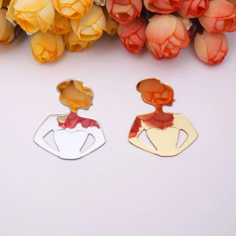 

50pcs 4cm 5cm 6cm High Small Mirror Princess Wedding Acrylic Sticker Bridal Guest Gifts Party Decor Favors Engagement Supplies