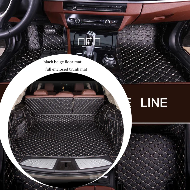 Прочный кожаный автомобильный коврик для Nissan Armada Altima Juke Fuga Frontier Leaf Bluebird Rogue Versa GTR Sunny 350Z 307Z X-Trail - Название цвета: black beige full