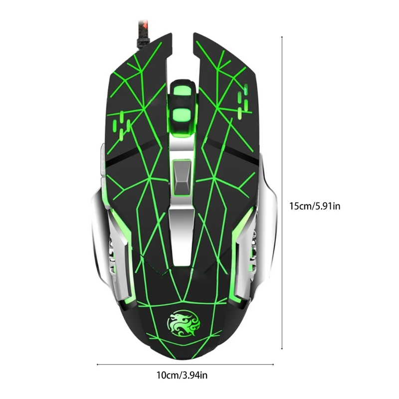 

Professional Wired Gaming Mouse 4000DPI Mute Computer Mechanical Mouse with RGB LED Backlight