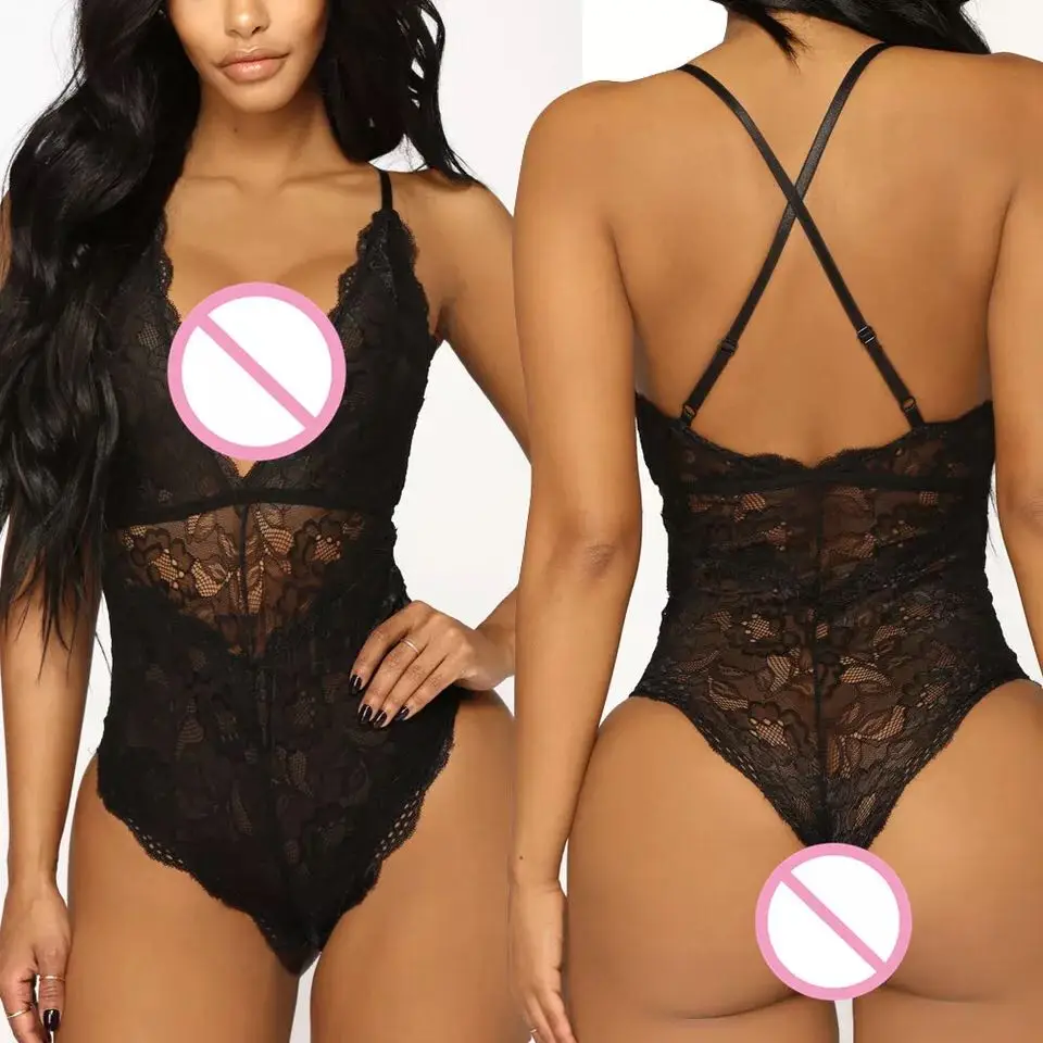 

Женское нижнее белье с цветочным кружевом, сексуальное нижнее белье, порно, цельнокроеное боди с глубоким V-образным вырезом, комбинезон, эк...