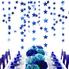 4 м Ярко-синяя Мерцающая звезда, Бумажная гирлянда, баннер с днем рождения, украшение для вечевечерние, для мальчиков и девочек, декор для детского праздника, свадебные принадлежности