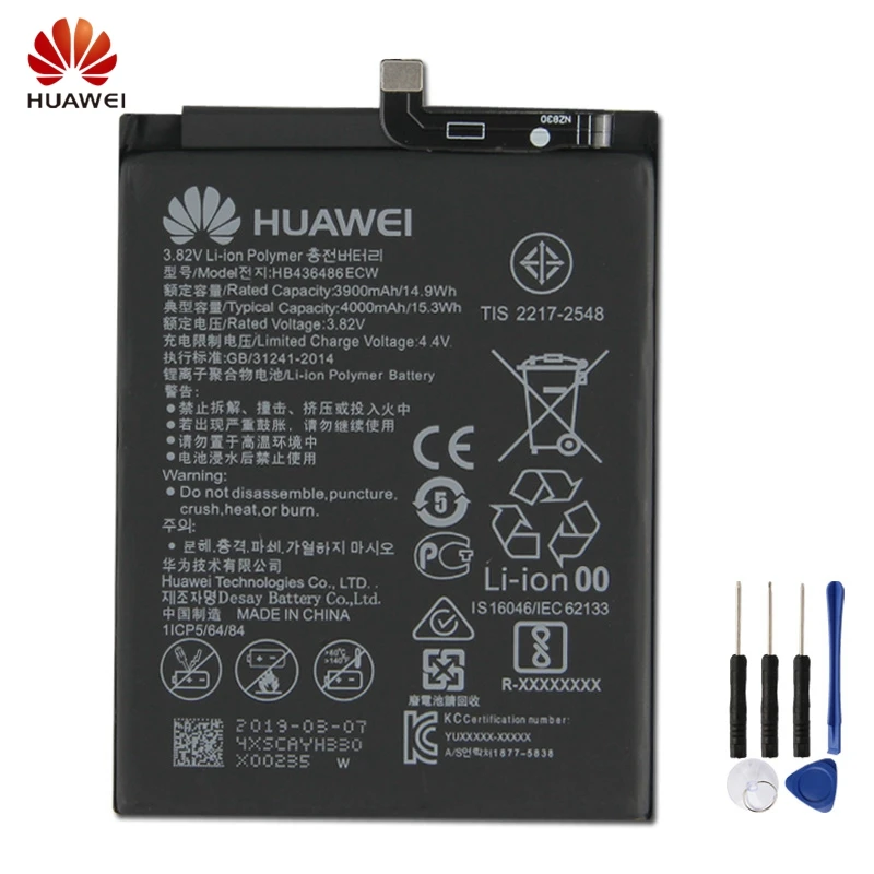 Оригинальная замена Батарея huawei HB436486ECW для huawei Коврики 10 Коврики X ALP-AL00 Коврики 10 Pro RS P20pr телефон Батарея 4000 мА-ч