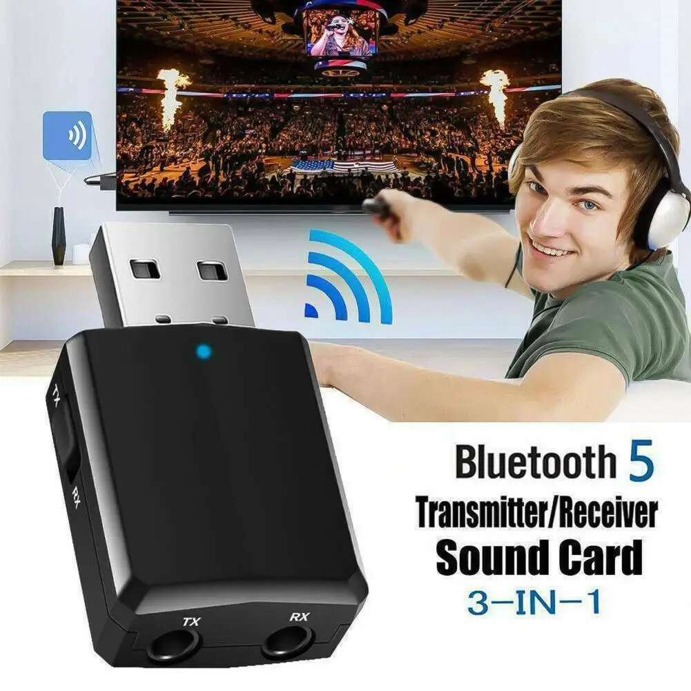 

USB Bluetooth 5.0 Transmitter Receiver 3-In-1 Audio Transmitter Receiver For Computer PC Headphones Home Stereo Car HIFI Audio
