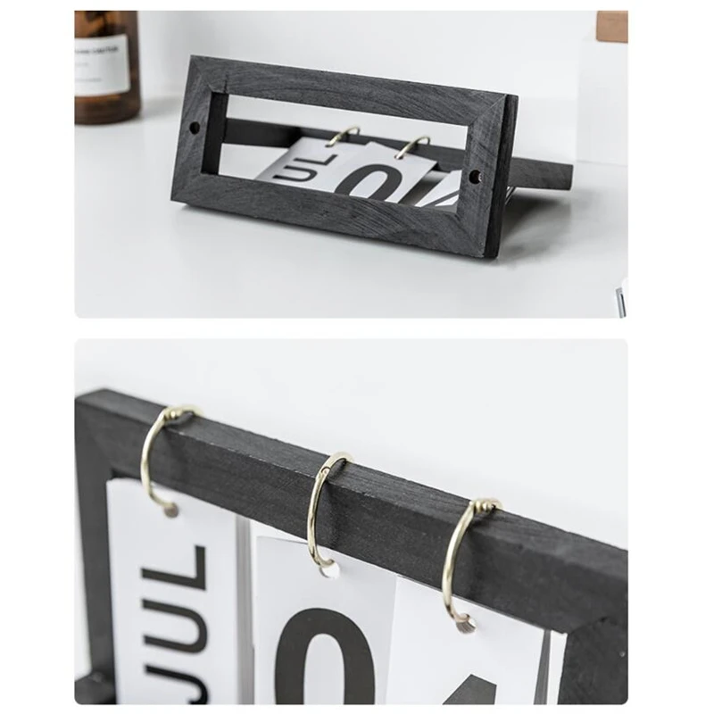 

Vintage Pine Table Calendar Ornaments Office Desktop DIY Flip Calendar Home/Cafe Shop Decoration Calendar Simple Style