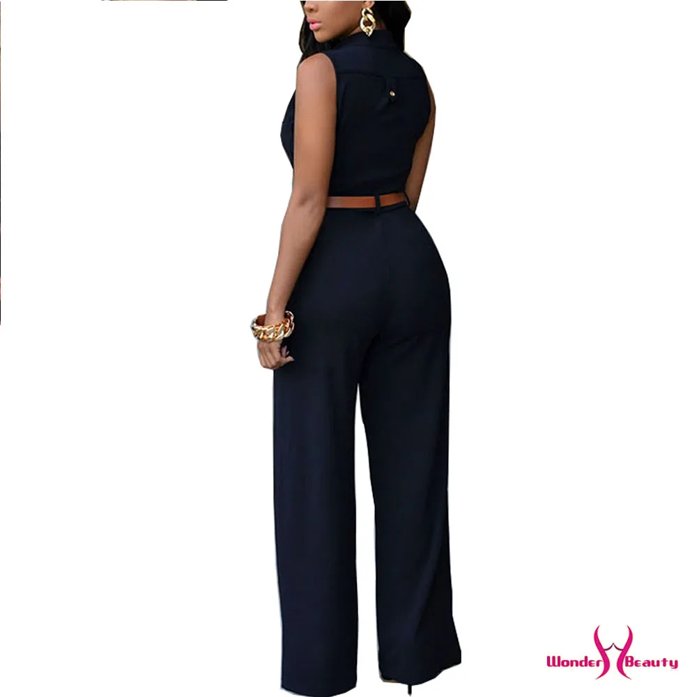 Женский модный комбинезон без рукавов с v-образным вырезом и широкими штанинами