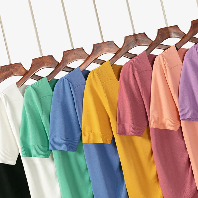 Женские топы с V образным вырезом трикотажные модные женские рубашки коротким