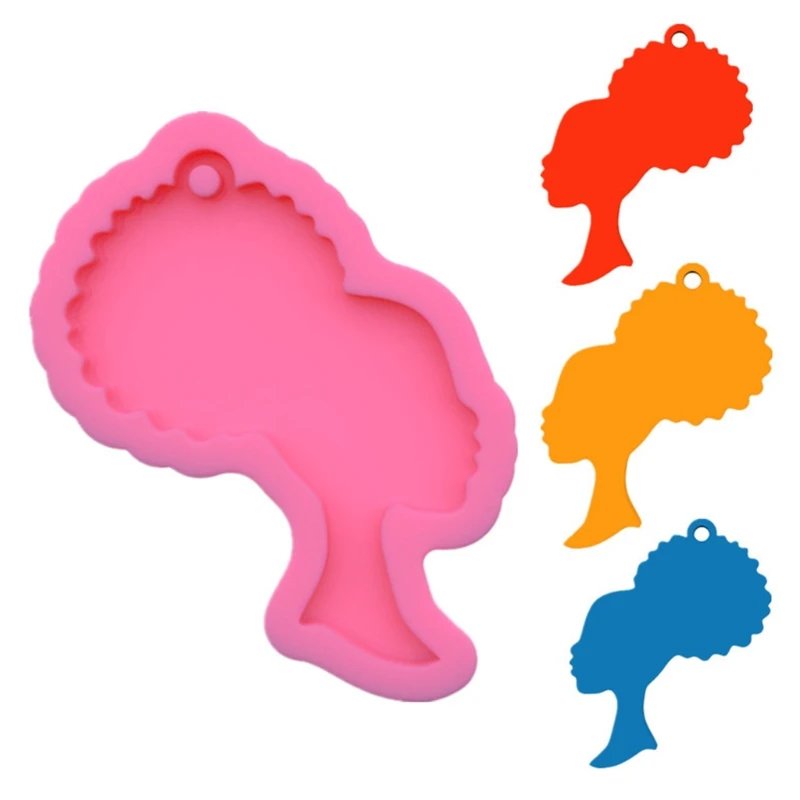 

Keychain Casting Silicone Mould DIY Crafts Jewelry Pendant Making Tools Super Glossy Women Head Epoxy Resin Mold